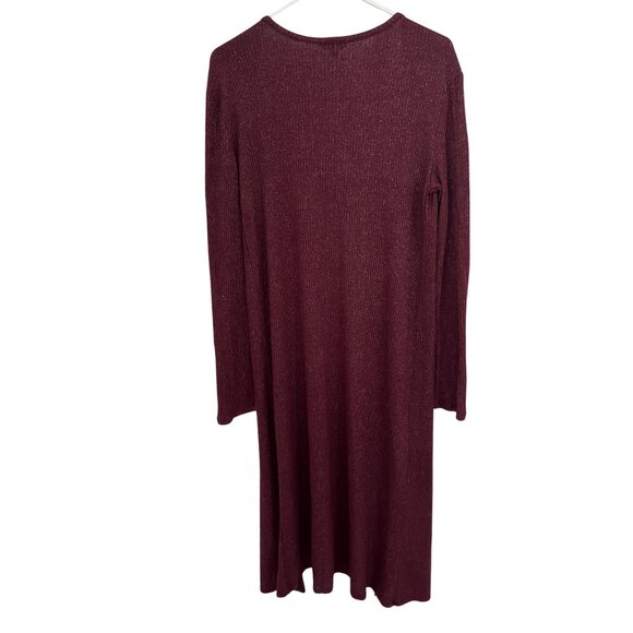 Aeropostale Women's Longline Ribbed Burgundy Open Cardigan Sweater M Cozy Layer - Picture 12 of 12